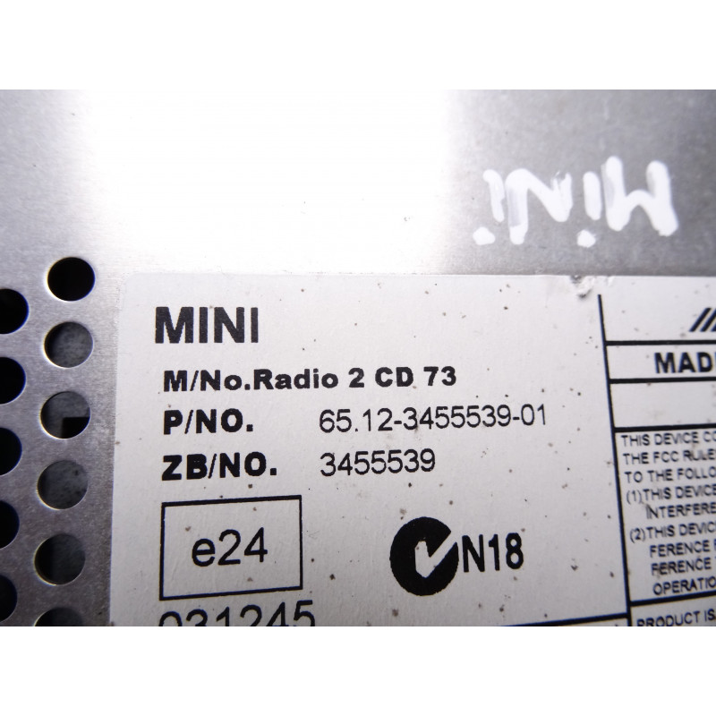 3455539 SISTEMA AUDIO / RADIO CD MINI MINI (R56) Cooper 2010 3455539 211295 MINI - 1