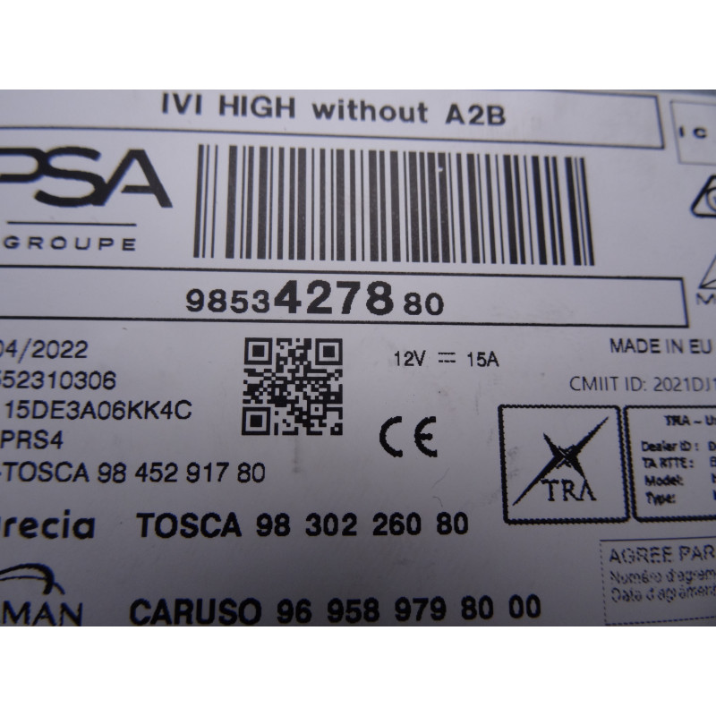 9853427880 SISTEMA NAVEGACION GPS PEUGEOT 308 (P5)