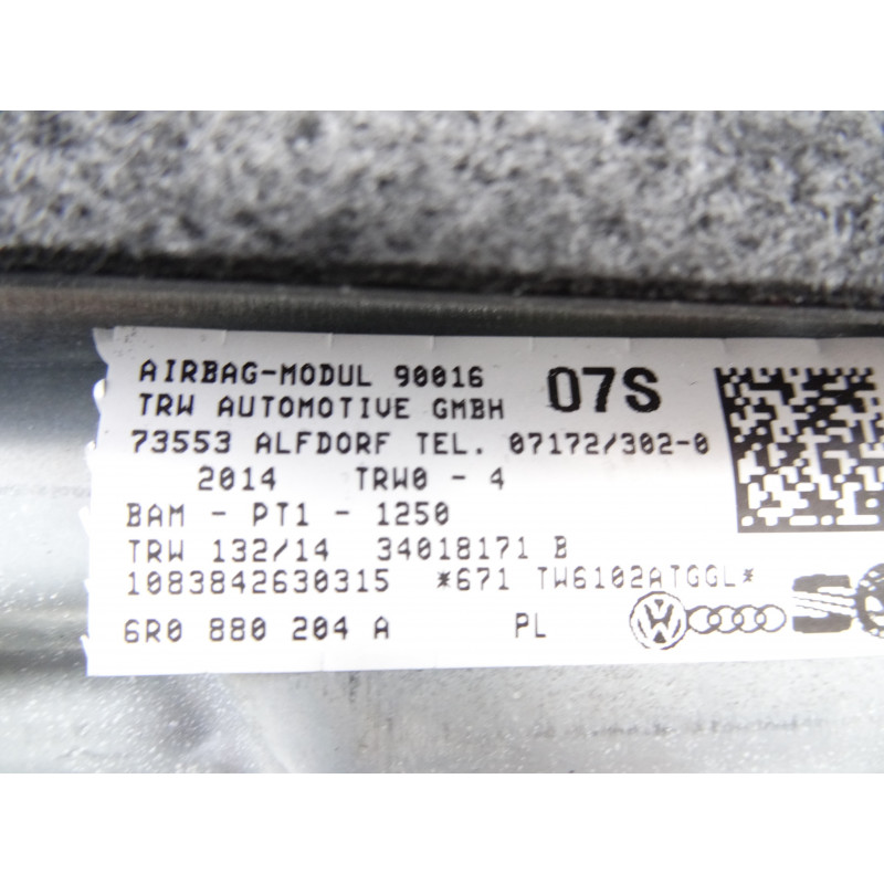  KIT AIRBAG VOLKSWAGEN POLO V (6C1) Comfortline 2014 211250 VOLKSWAGEN - 1