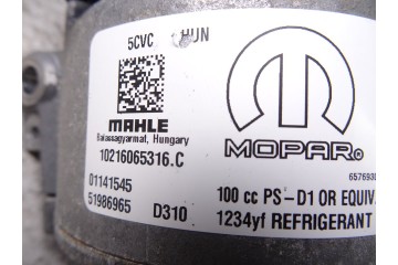 51986965  COMPRESOR AIRE ACONDICIONADO FIAT II TIPO (356) BERLINA Easy 2016 51986965 213357 FIAT - 1