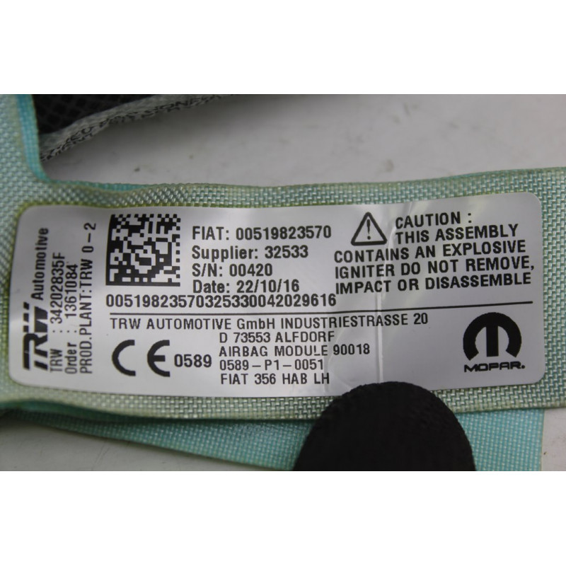 00519823570 AIRBAG CORTINA DELANTERO IZQUIERDO FIAT II TIPO (356) BERLINA Easy 2016 00519823570 213291 FIAT - 4