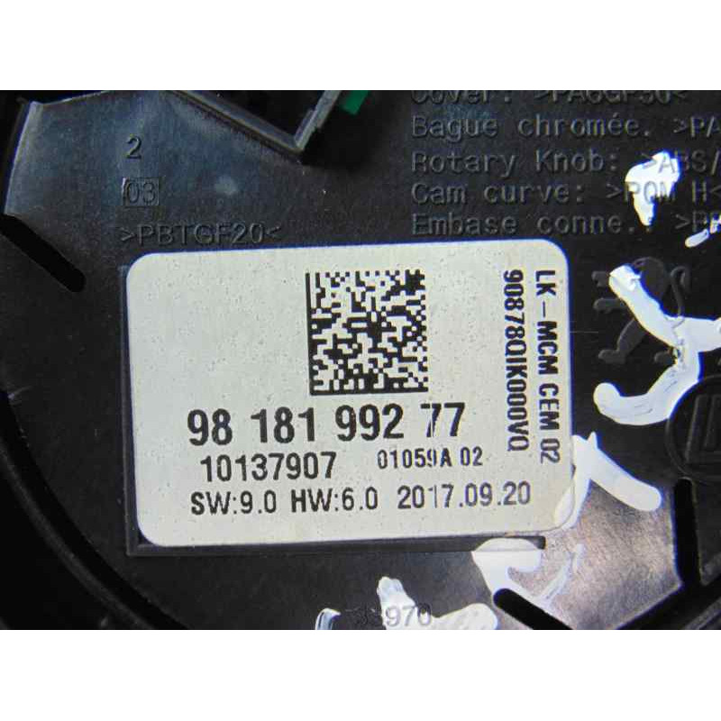 9818199277 INTERRUPTOR CITROEN C4 CACTUS Feel 2018 9818199277 177426 CITROEN - 5