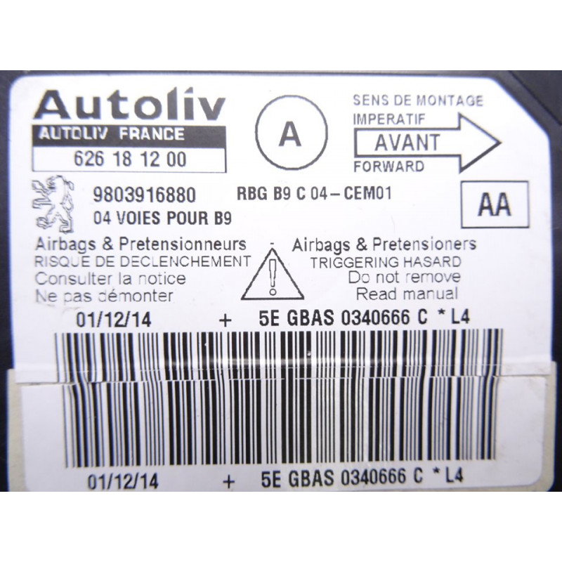 9803916880 CENTRALITA AIRBAG CITROEN BERLINGO COMBI X 2015 9803916880 212942 CITROEN - 2