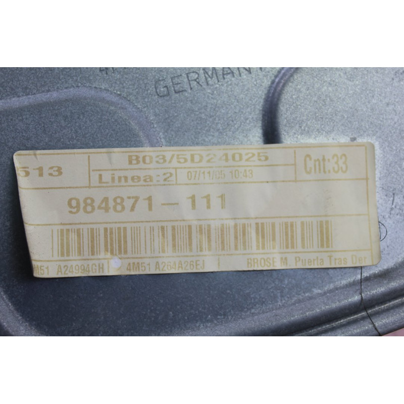  ELEVALUNAS TRASERO DERECHO FORD FOCUS BERLINA (CAP) Trend 2005 213431 FORD - 1