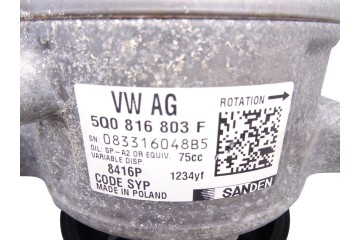 5Q0816803F  COMPRESOR AIRE ACONDICIONADO VOLKSWAGEN GOLF VII BERLINA (BQ1/BE2) Advance 2018 5Q0816803F 213556 VOLKSWAGEN - 2