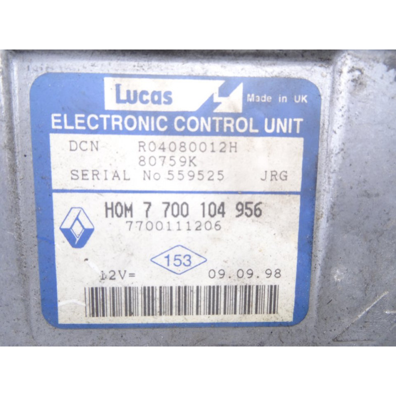 7700104956  CENTRALITA MOTOR UCE RENAULT KANGOO I (F/KC0) ALIZE 1998 7700104956 213739 RENAULT - 1