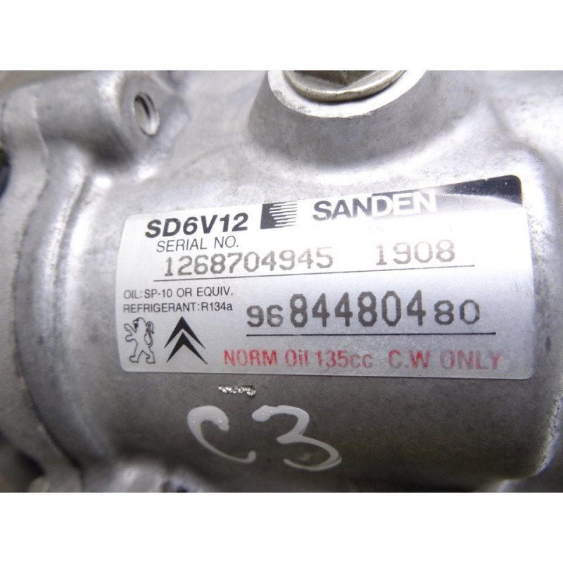 9684480480 COMPRESOR AIRE ACONDICIONADO CITROEN C3 1.1 Furio 2009 9684480480 213819 CITROEN - 3