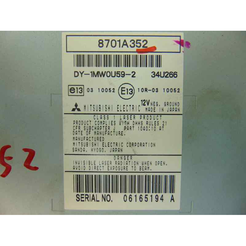 8701A352 SISTEMA AUDIO / RADIO CD MITSUBISHI ASX (GA0W) Motion 2WD 2010 8701A352 187729 MITSUBISHI - 1