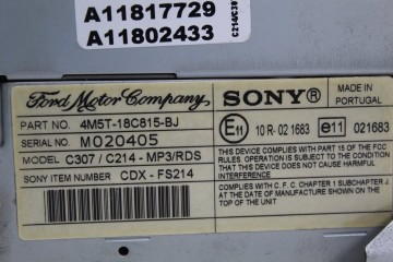 4M5T18C815BJ SISTEMA AUDIO / RADIO CD FORD FOCUS BERLINA (CAP) Trend 2005 4M5T18C815BJ 213438 FORD - 3
