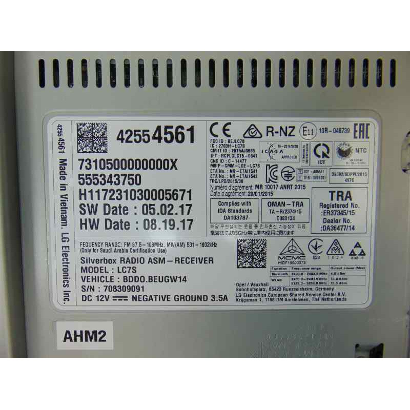 42554561 SISTEMA AUDIO / RADIO CD OPEL ASTRA K BERLINA 5P