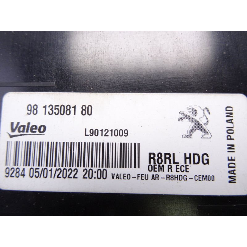 9813508180 PILOTO TRASERO DERECHO INTERIOR PEUGEOT 508