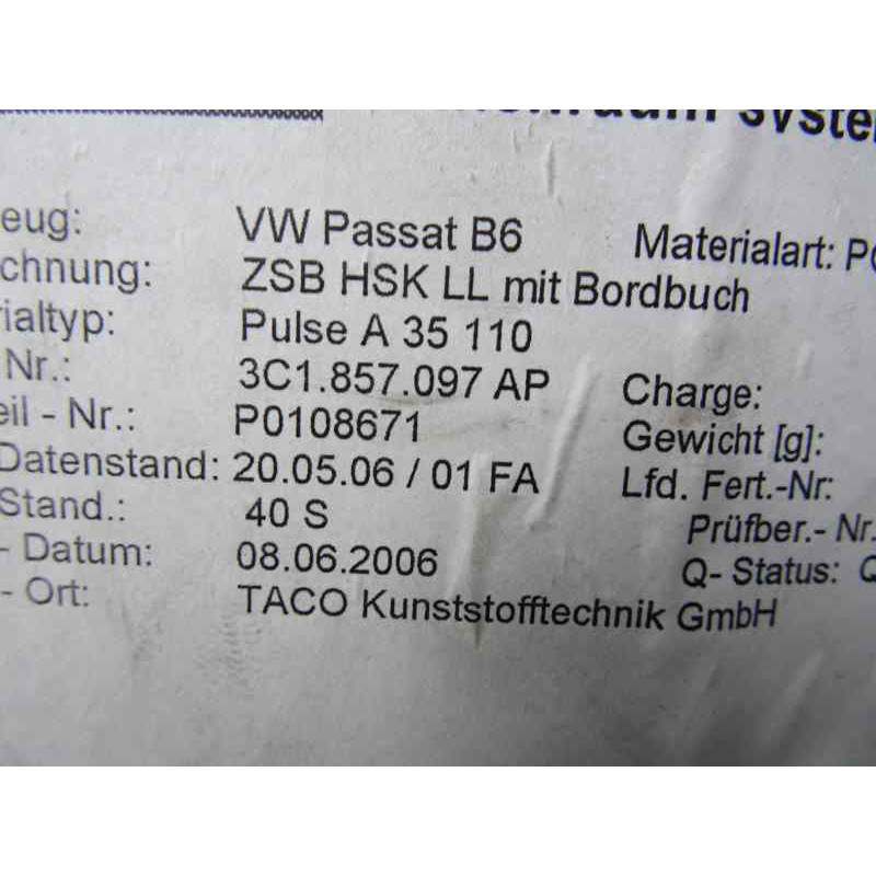 3C1857097AP GUANTERA VOLKSWAGEN PASSAT VARIANT (3C5)