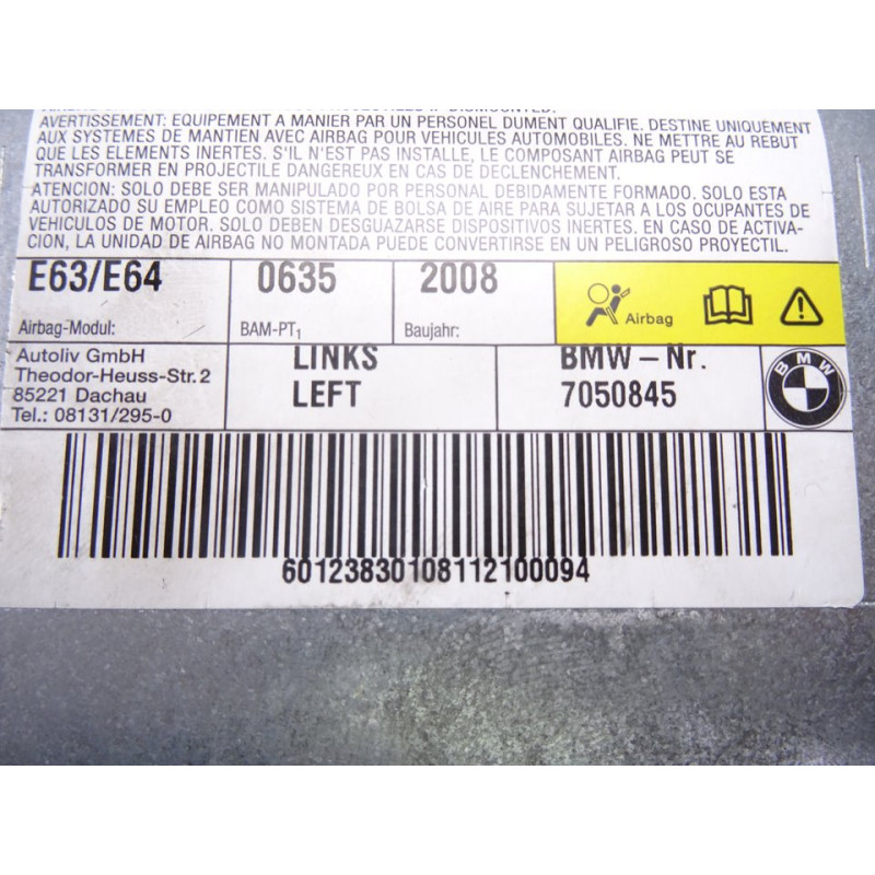 7050845  AIRBAG LATERAL DELANTERO IZQUIERDO BMW SERIE 6 COUPE (E63) 635d 2008 7050845 213893 BMW - 2
