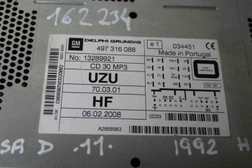 13289921 SISTEMA AUDIO / RADIO CD OPEL CORSA D "111 Years" 2011 13289921 162234 OPEL - 1