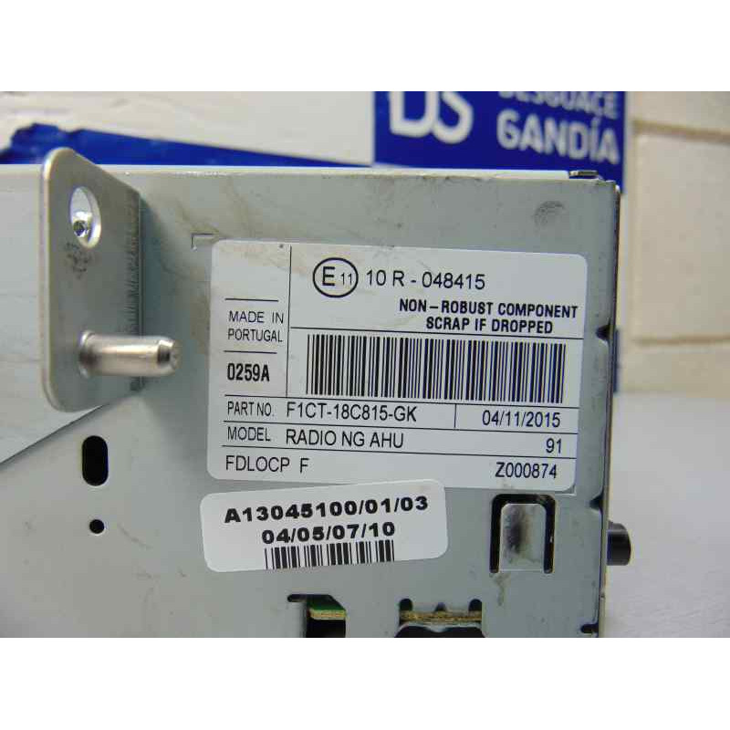 F1CT-18C815-GK SISTEMA AUDIO / RADIO CD FORD C-MAX (CEU) Business Edition F1CT-18C815-GK 182044 FORD - 2