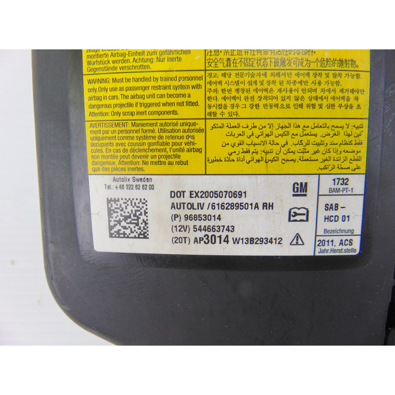 96853014 AIRBAG LATERAL DERECHO CHEVROLET AVEO HATCHBACK LT 2012 96853014 189202 CHEVROLET - 3