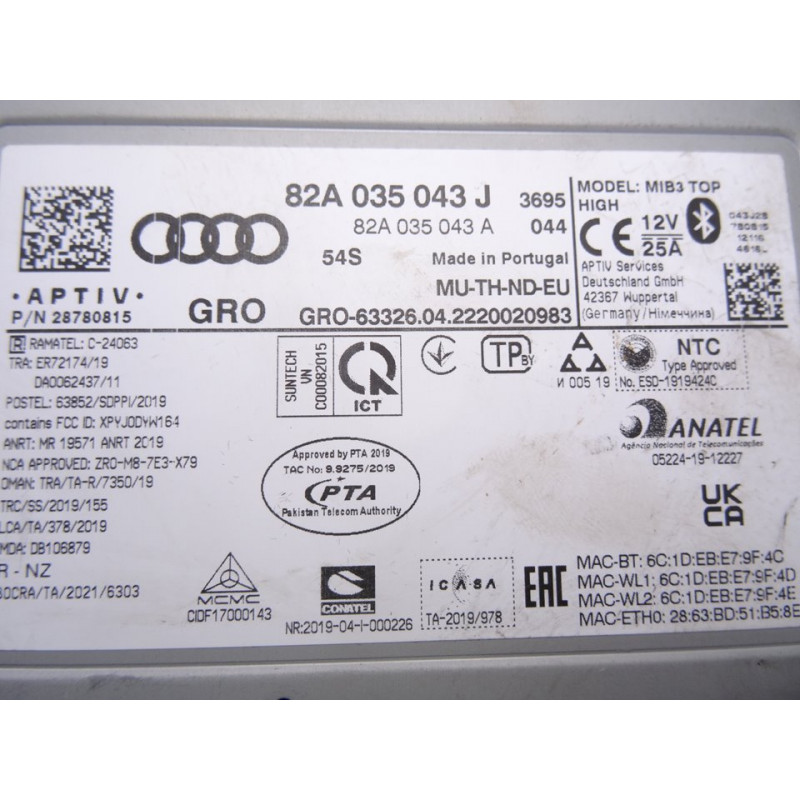 82A035043J  SISTEMA NAVEGACION GPS AUDI Q3 (F3B) 35 TDI S line 2022 82A035043J 215032 AUDI - 3