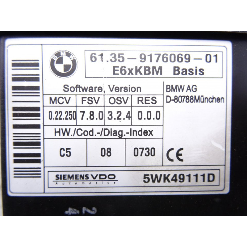 9176069 MODULO ELECTRONICO BMW SERIE 6 COUPE (E63)