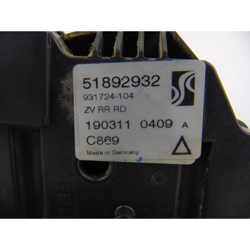 51892932  CERRADURA PUERTA TRASERA DERECHA FIAT III EVO PUNTO (199) Dynamic 2011 51892932 204052 FIAT - 1